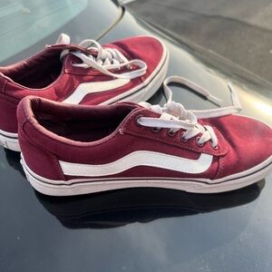 Vans Burgundy and White Sneakers